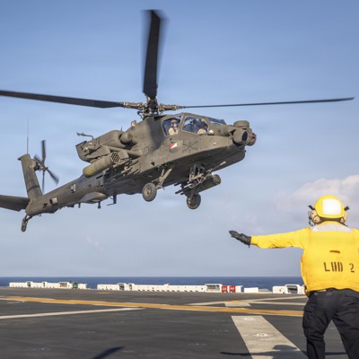 Rough waters help firm demo ‘expeditionary manufacturing’ aboard warship